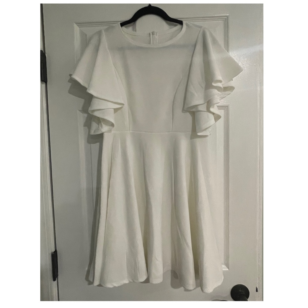 White Knee Length Professional Dress